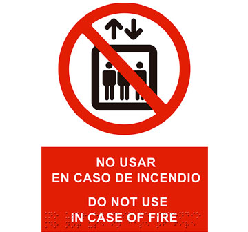 pictograma no usar en caso de incendio