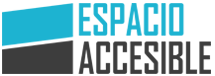Logo de espacio accesible color Celeste y gris oscuro